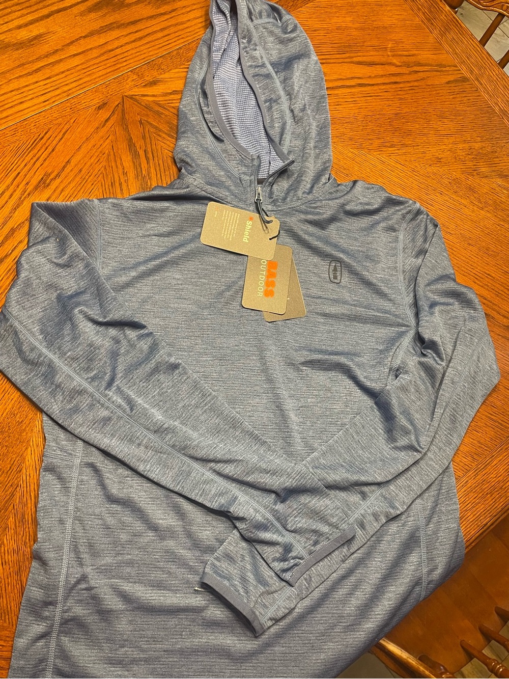 Bass Men's Heather Navy Hooded Long-Sleeve Pullover